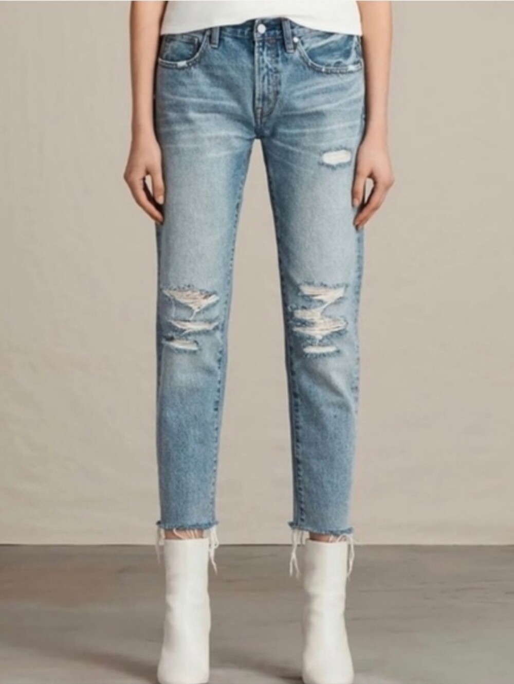 All Saints Muse Slim Destroyed Straight Leg Jeans 26